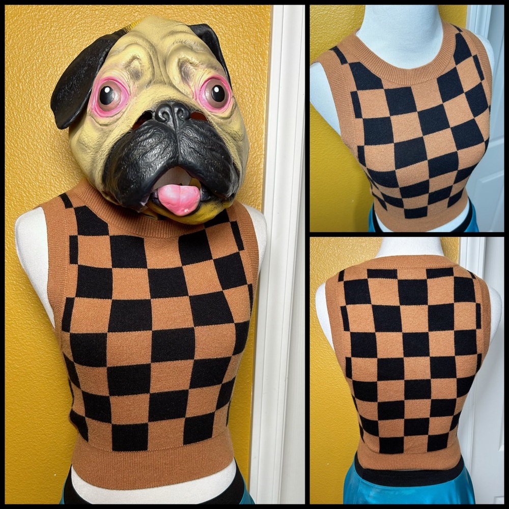 FOREVER 21, checkerboard, sweater vest crop!!